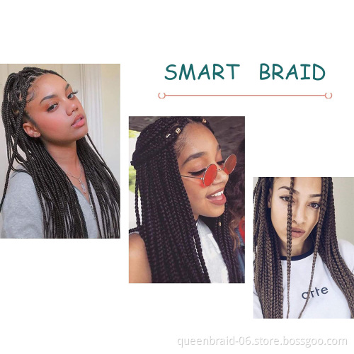 Colorful Crochet Hair Ombre Box Braids 24 Inch Braided Hair Pre-stretched Synthetic Hair Extension Braids for Women
